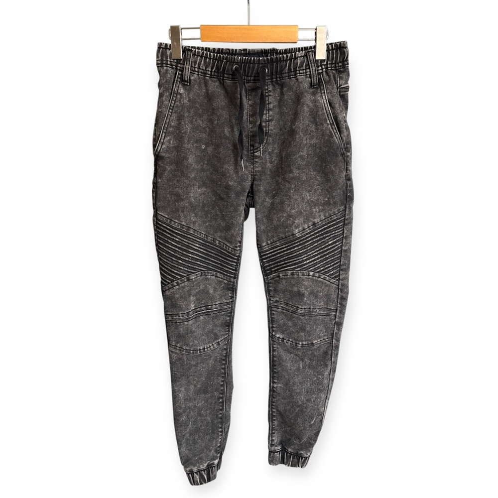 Aéropostale women’s moto denim jogger jeans (acid-wash grey)